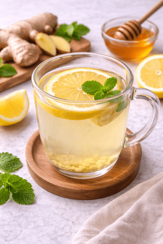 Bebida Saludable de Limón, Jengibre y Miel
